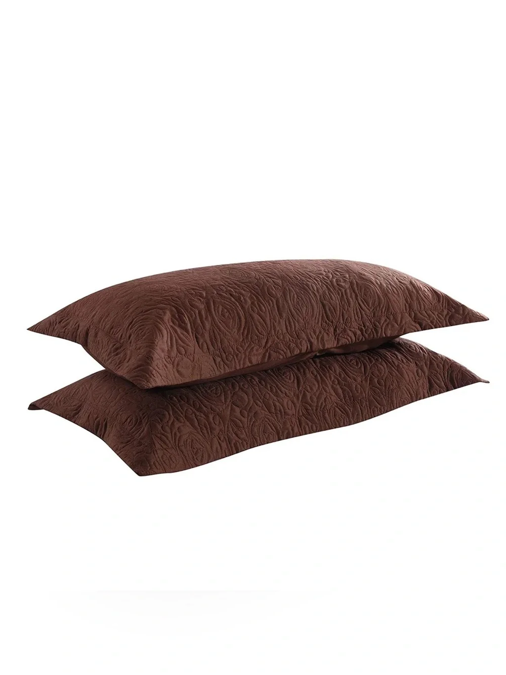 Quilted Pillow Sham Pair in Chocolate Brown